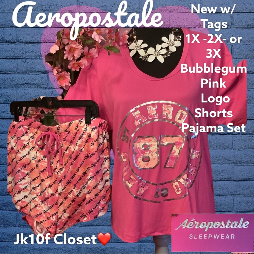 LOWEST🌺 NWT AEROPOSTALE 1X BUBBLEGUM 🌸PINK SHORTS PAJAMAS